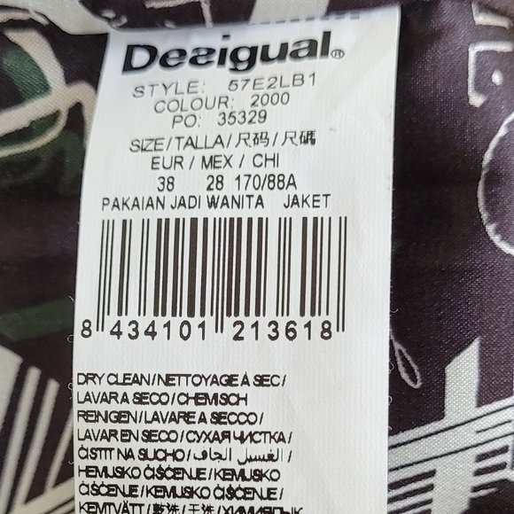 Desigual Black and White Geometric Print Coat US 6/8 - Picture 11 of 12